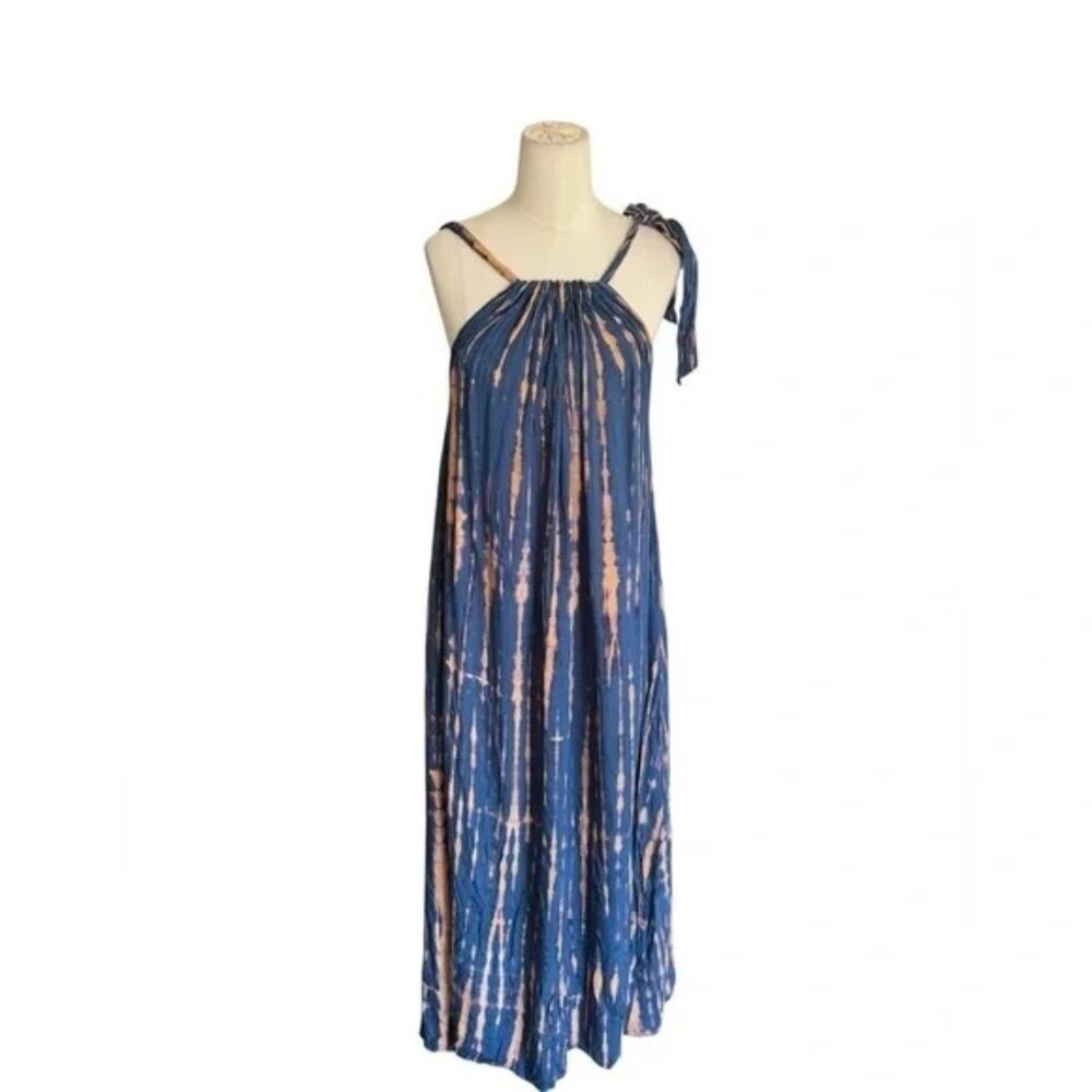 LE SALTY LABEL - Elegant Blue Tie-Dye Maxi Dress Size S/M - Picture 7 of 8